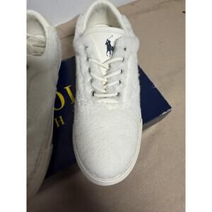 Polo Ralph Lauren Bryn Shoes Womens Size 8.5 Cream Sherpa Hi Pile Sneakers